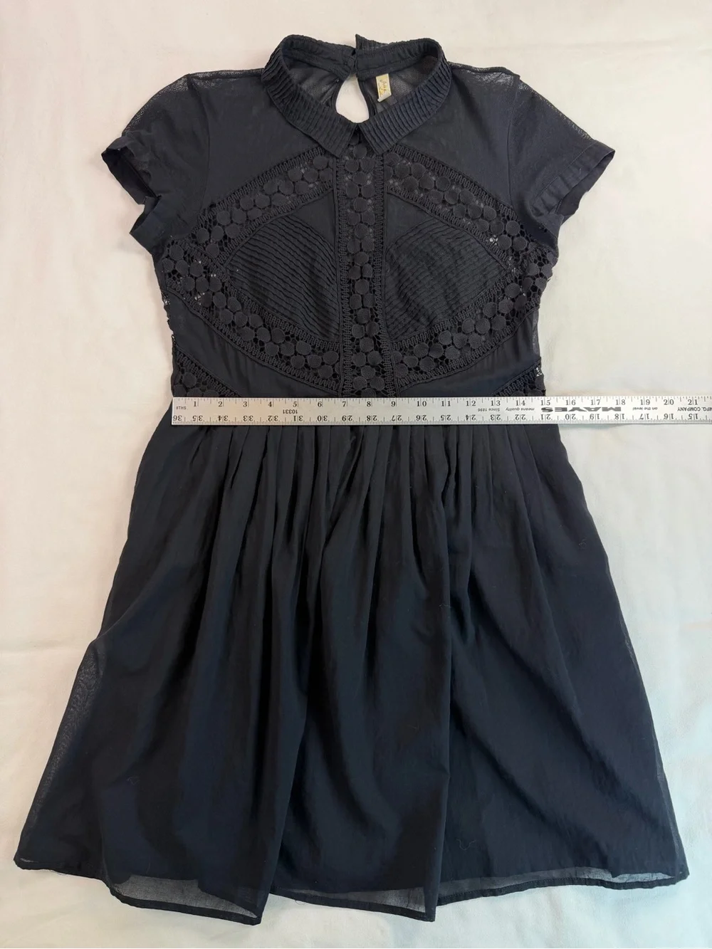 Free People Black Lace Cap Sleeve Whimsigoth Mini Dress Size 12 - Picture 11 of 14